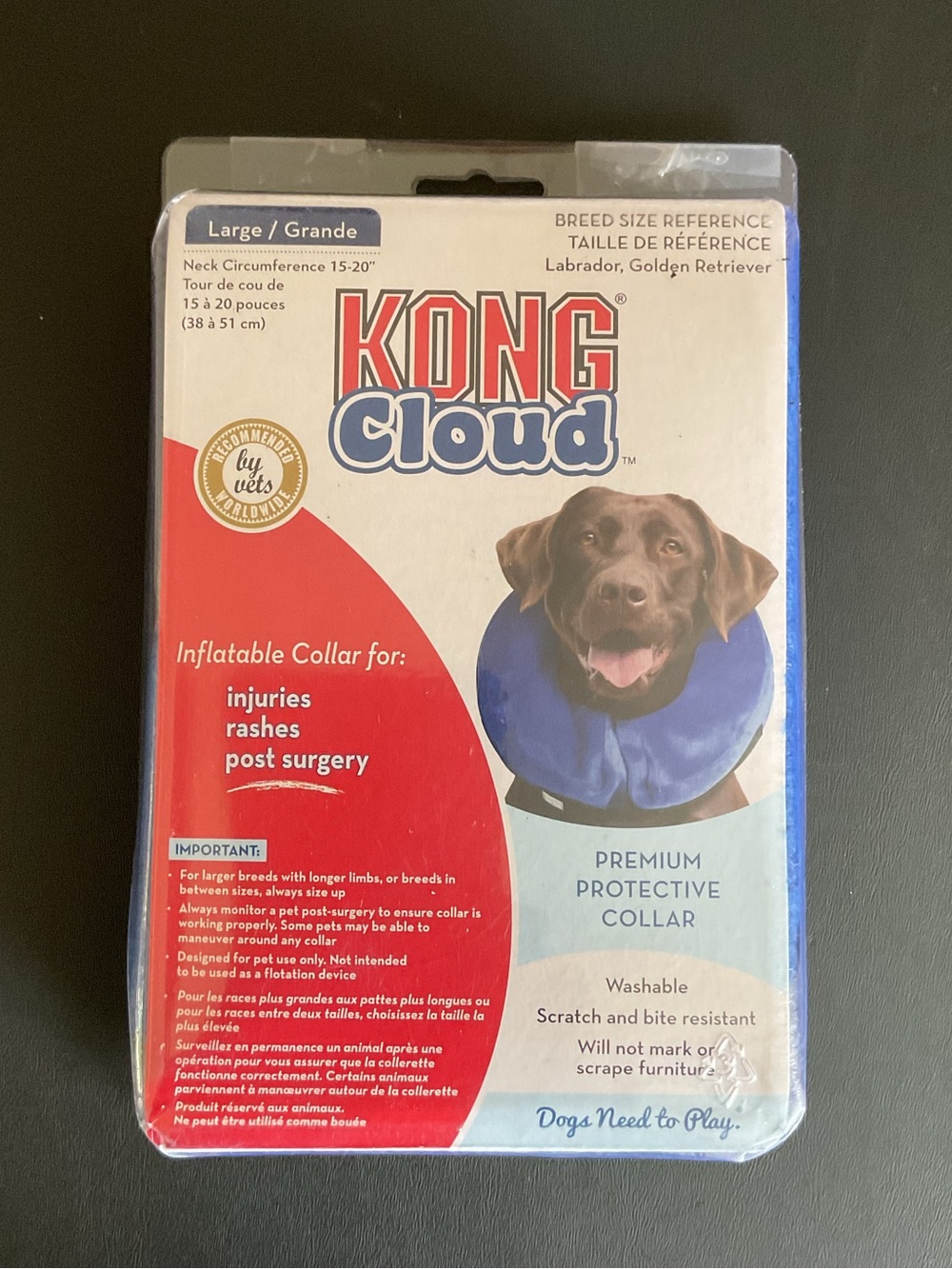 KONG Cloud Inflatable Premium Protective Collar for Recovery Size LARGE L